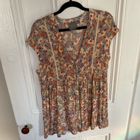 ANTHROPOLOGIE VANESSA VIRGINA FLORAL TUNIC SHIRT - Picture 3 of 4